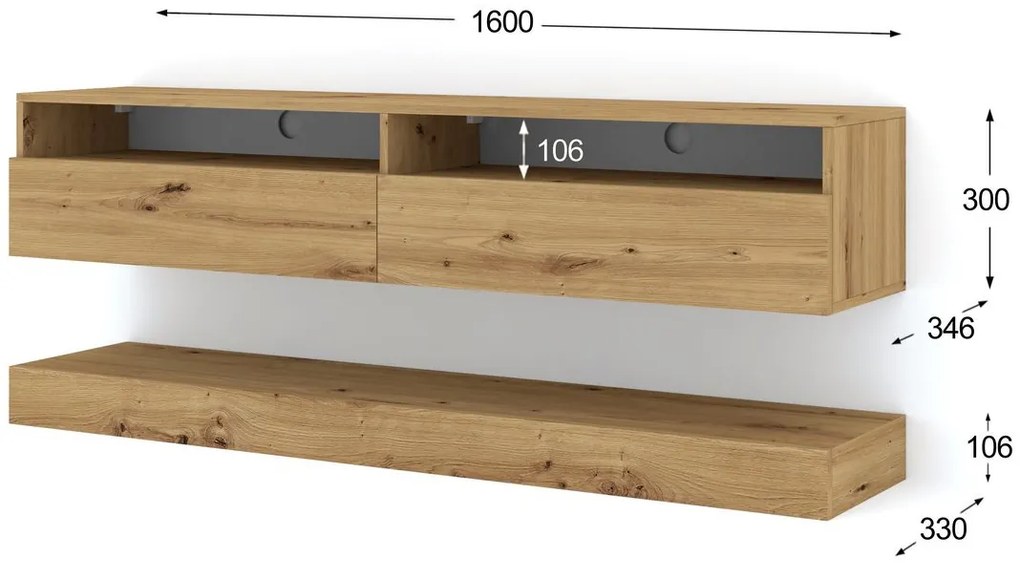 Masă TV Dual 160 (Stejar artisan). 1124830