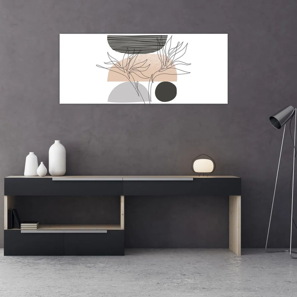 Tablou - Linie de artă flori N⁰2 (120x50 cm)