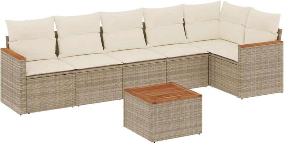vidaXL Set canapele de grădină, 7 piese, cu perne, bej, poliratan