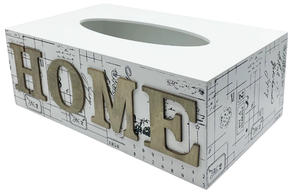 Cutie pentru servetele HOME, Alb, 25x14x9cm