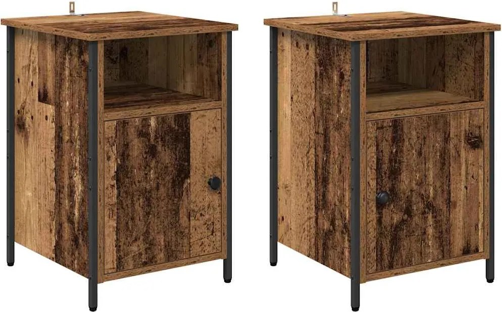 vidaXL Dulap de noapte 2 pcs Lemn vechi 40 x 42 x 60 cm Lemn compozit