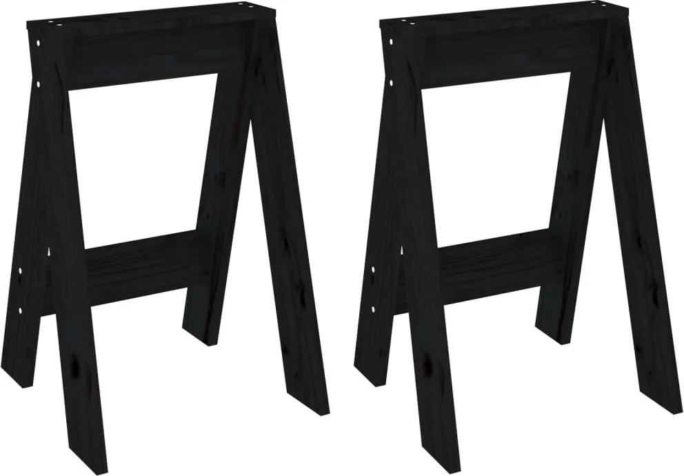 vidaXL Scaune, 2 buc., negru, 40x40x60 cm, lemn masiv de pin