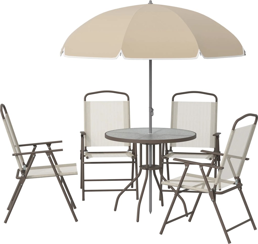 Set Mobilier de Gradina Outsunny cu Tuburi Otel 6 bucati, crem | Aosom Romania