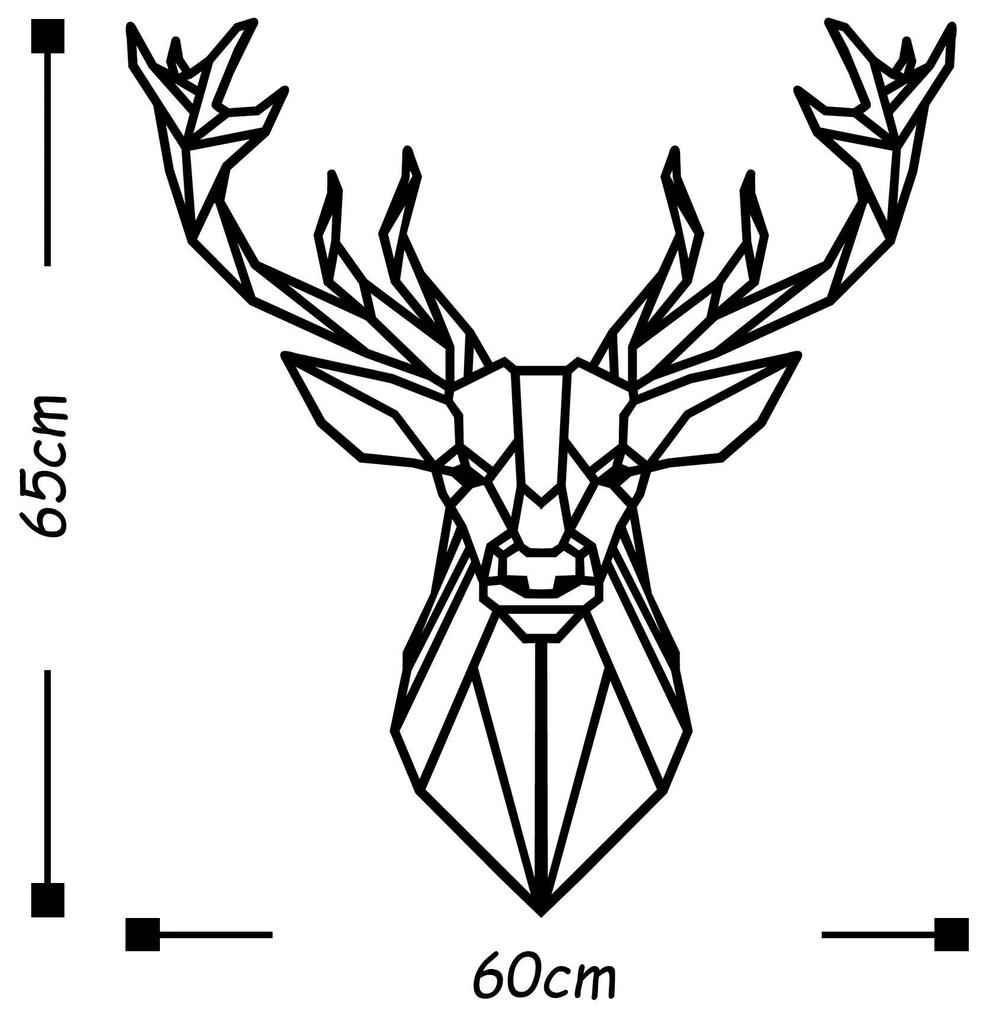Decoratiune de perete Metal Deer4, Negru, 65x0,15x60 cm