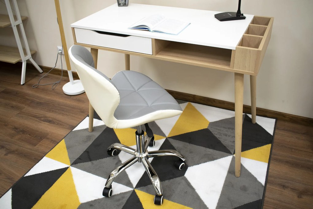 OFERTA Scaun de birou AVOLA gri-alb din piele ecologica clasa a II-a