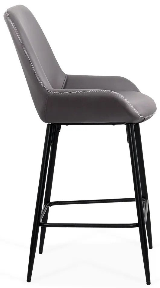 Scaun de bar fix din piele sintetică gri si cadru metalic ABS 146