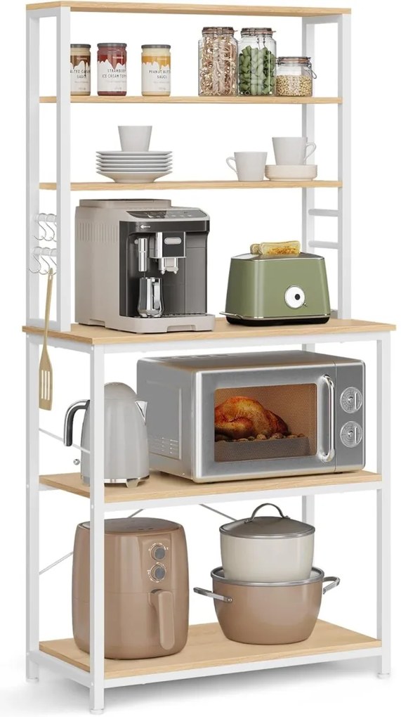 Raft de bucatarie LORANO 167x80 cm, alb / decor stejar