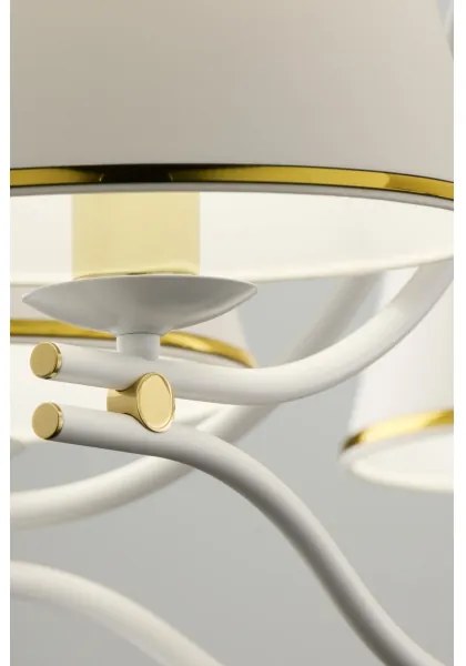 Jupiter 2084 - Candelabru pe lanț SAMBA, 5xE27/15W/230V, alb/auriu