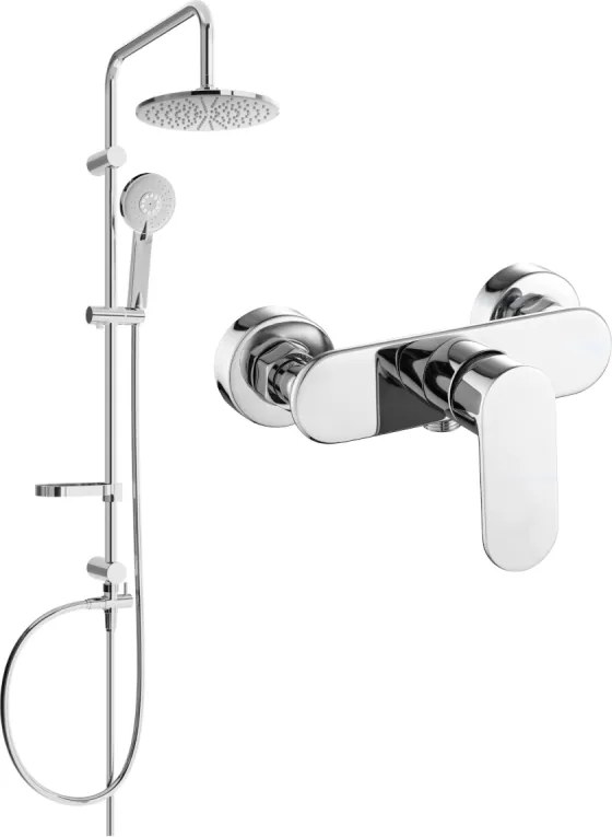 Mexen Milo Carl set duș de suprafață cu cap de duș și baterie de duș, crom - 71340240-00