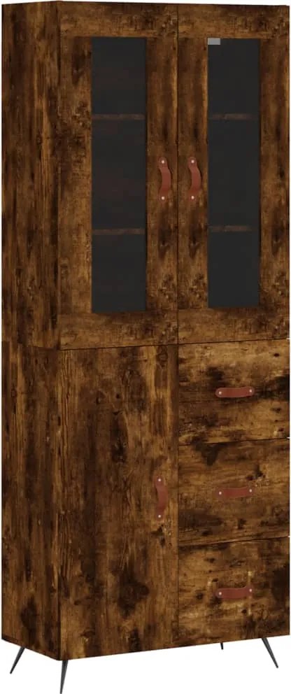 vidaXL Dulap înalt, stejar fumuriu, 69,5x34x180, lemn compozit