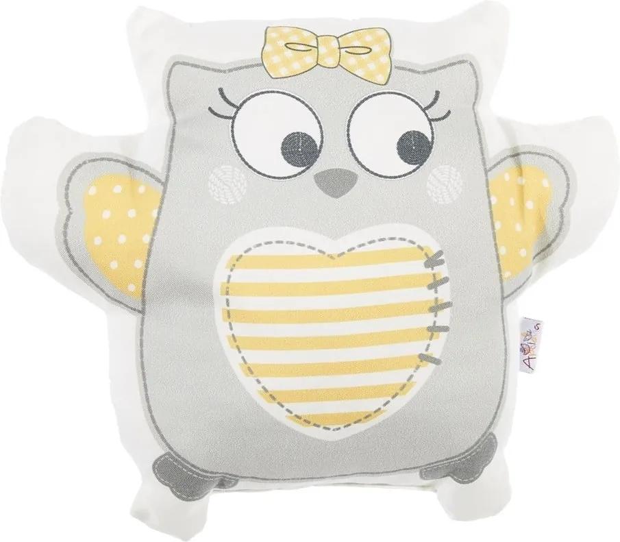 Pernă din amestec de bumbac pentru copii Mike & Co. NEW YORK Pillow Toy Owl, 32 x 26 cm, gri