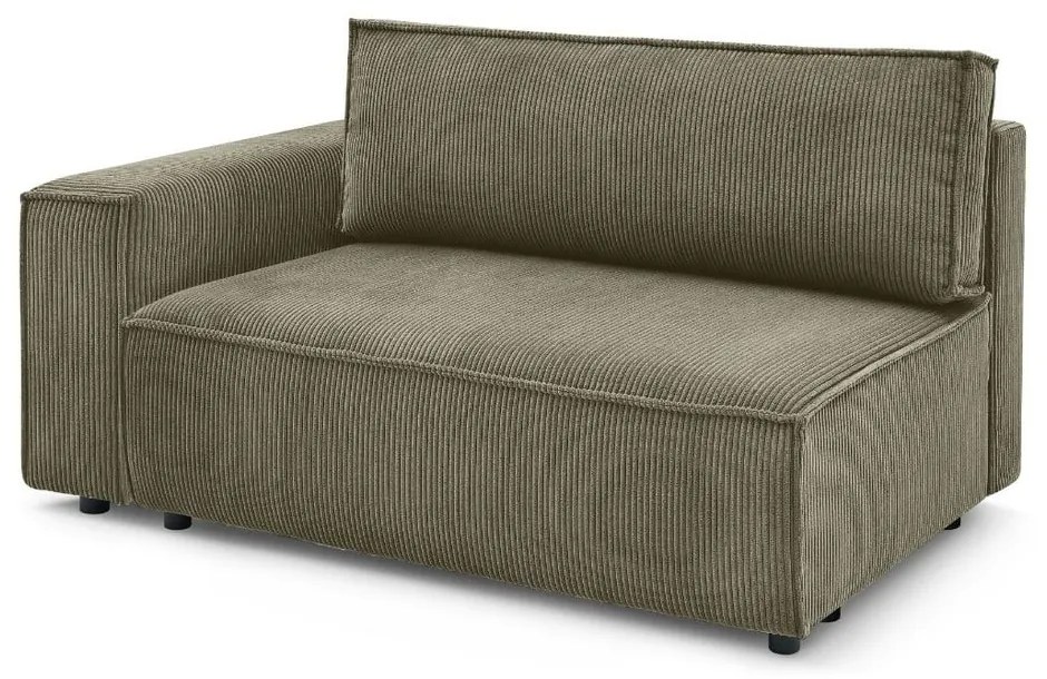 Modul pentru canapea verde deschis cu tapițerie din catifea reiată (cu colț pe partea stângă ) Nihad modular – Bobochic Paris