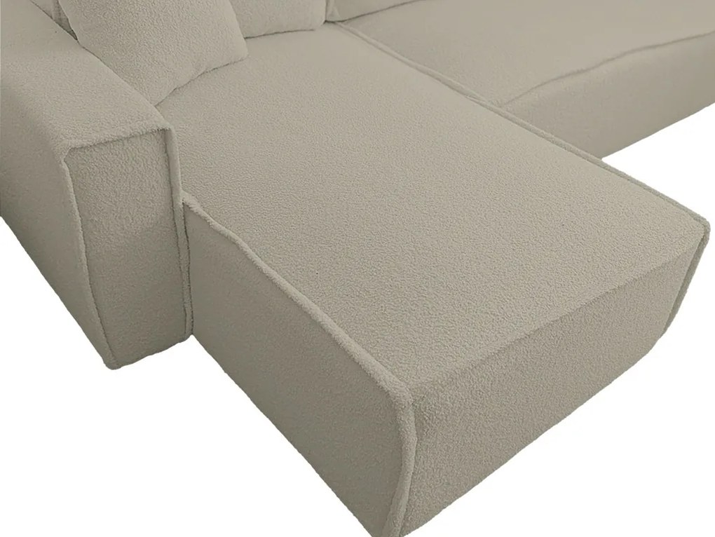 Canapea extensibila de colt SMART BOUCLE, gri-bej, reversibila, 232x143 cm