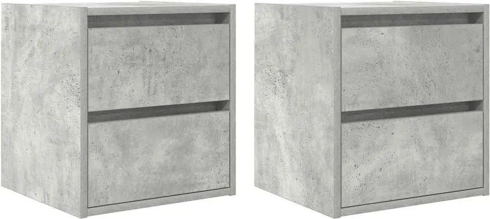 vidaXL Noptiere montate pe perete 2 buc Beton Gri 38x34x40 cm