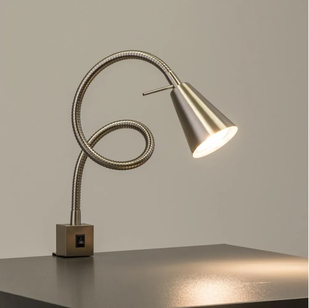 Lampă LED cu clemă, 1x GU10, 4,7 W, 230 V, crom mat