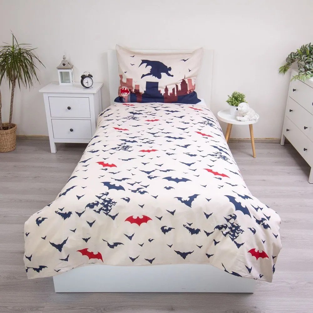 Lenjerie de pat pentru copii din bumbac pentru pat de o persoană 140x200 cm Batman "Gotham's Knight" – Jerry Fabrics