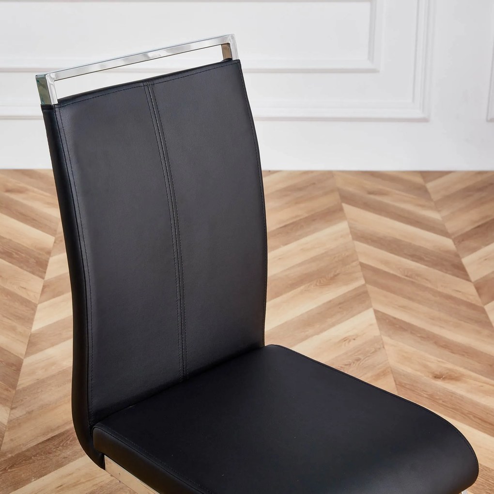 Set de 4 scaune de sufragerie cantilever, Negru | Aosom Romania