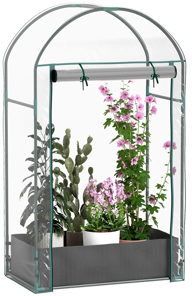 Outsunny Seră pentru Grădină cu Ușă Pliabilă pe Balamale și Sac pentru Plante, 89x50x152 cm, Transparent | Aosom Romania