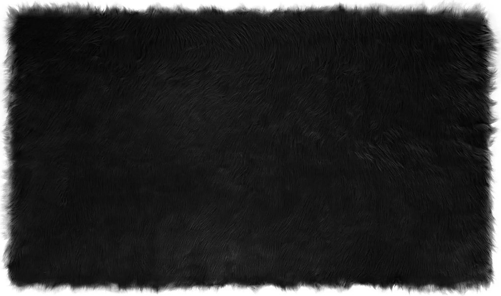 vidaXL Covor din Lână Faux Tafalla Negru 100 x 200 cm Poliester