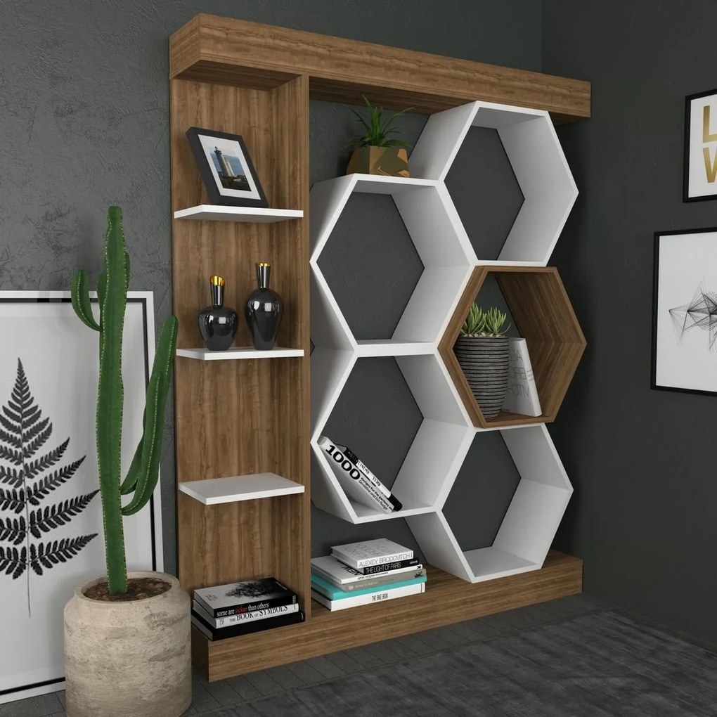 Bibliotecă Sueno White and Walnut