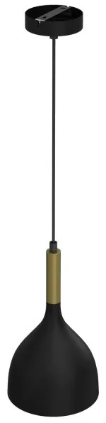 Lustră pe cablu NOAK 1xE27/60W/230V neagră/aurie