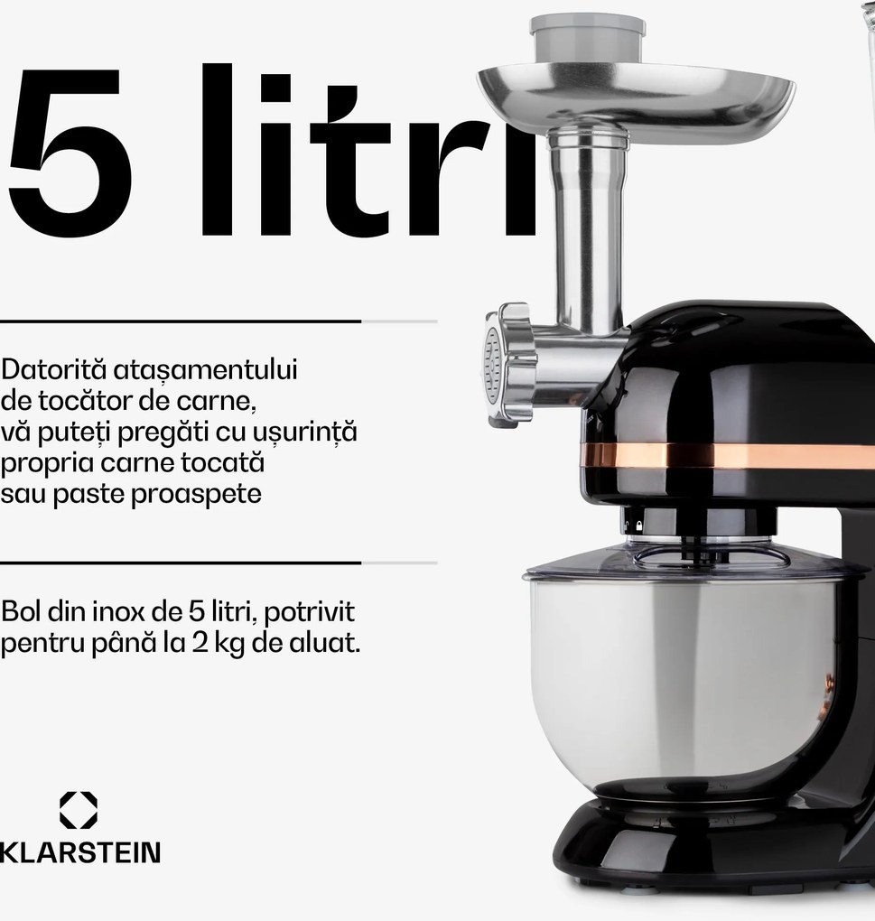 Klarstein Lucia Elegance, robot de bucătărie, blender, mașină de tocat carne, 1800W, fără BPA