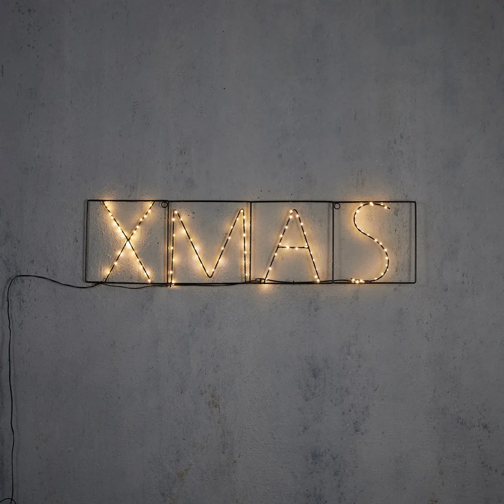 Lampă de perete de Crăciun neagră XMAS incl. LED cu temporizator IP44 - Yoro