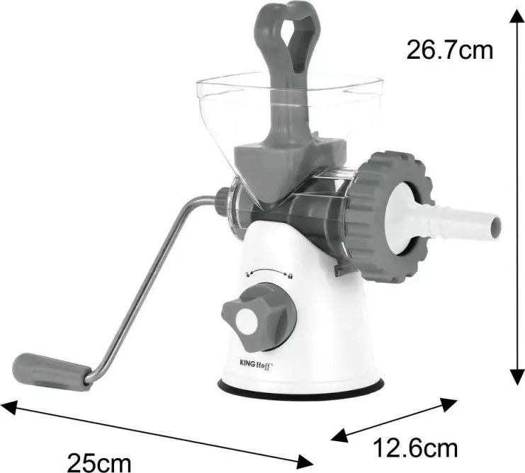Masina de tocat carne Kinghoff KH 1874, Lame din otel inoxidabil, Macinare fina / grosiera, Accesorii, Alb/Gri
