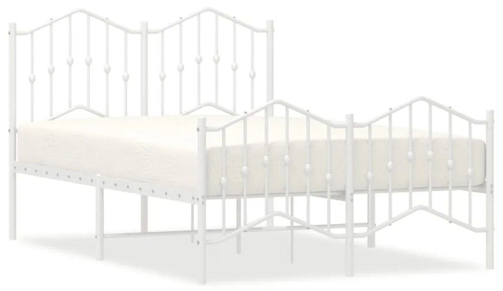 373853 vidaXL Cadru pat metalic cu tăblie de cap/picioare , alb, 120x190 cm