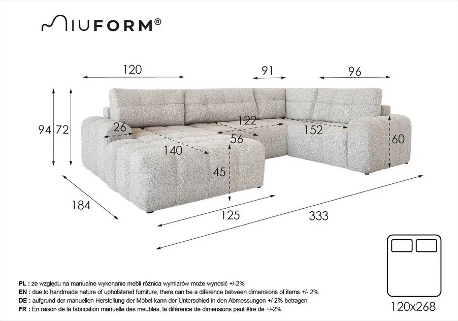 Colțar modular bej extensibil/cu spațiu de depozitare (cu colț pe partea dreaptă) Lulu – Miuform