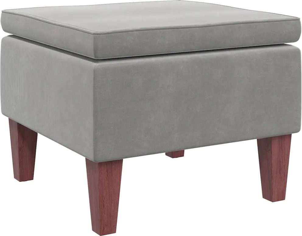 vidaXL Scaun cu picioare din lemn, gri deschis, catifea