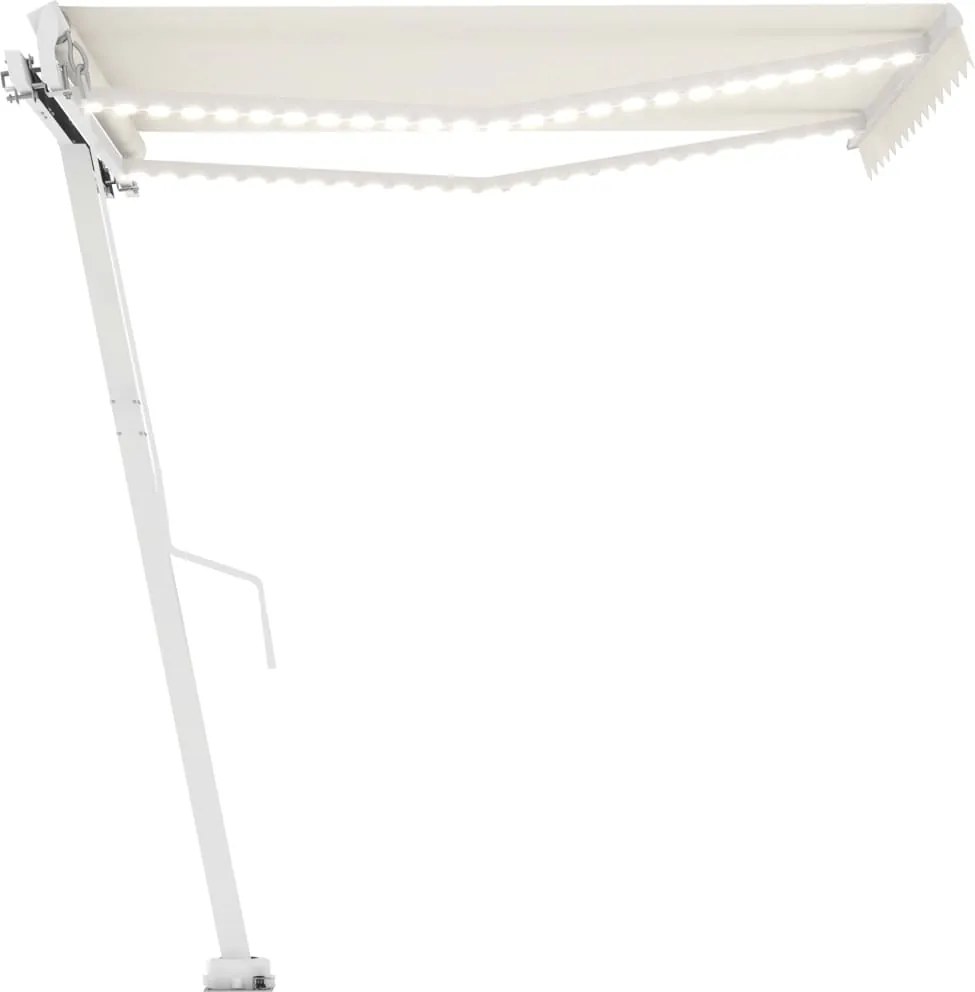 vidaXL Copertină retractabilă manual cu LED, crem, 350x250 cm
