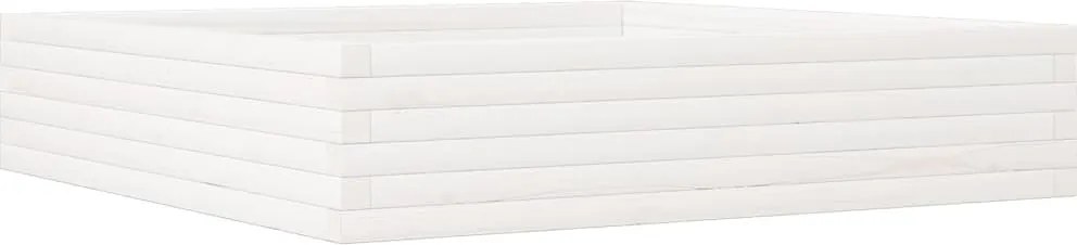 vidaXL Jardinieră de grădină, alb, 110x110x23 cm, lemn masiv de pin