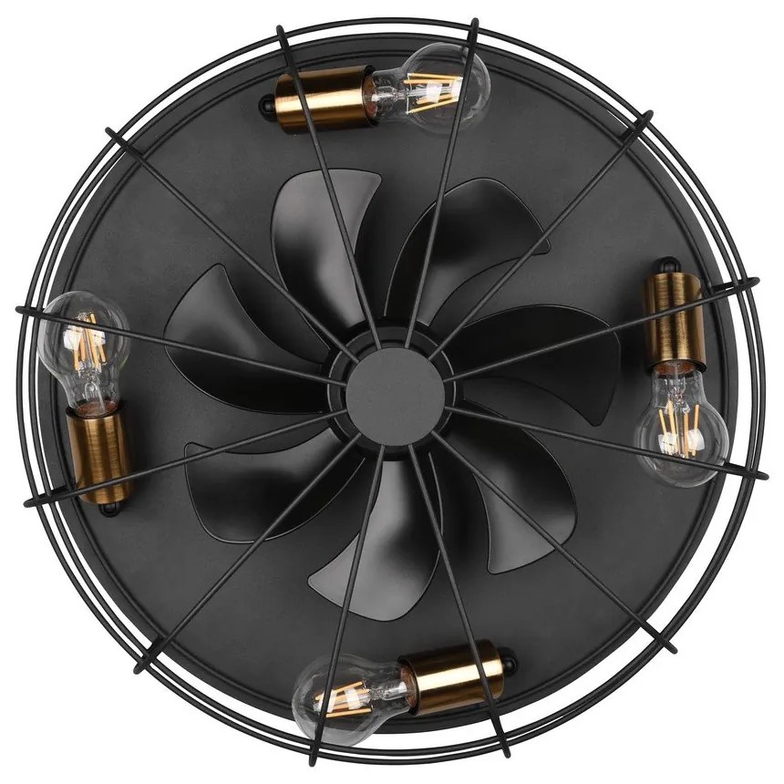 Plafonieră negru-mat cu control prin telecomandă, cu ventilator Trondheim – Reality