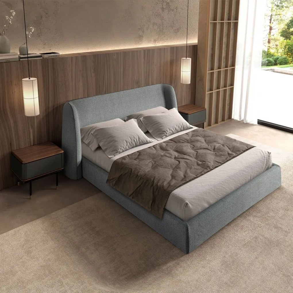 Pat dublu tapitat design LUX Dark grey, 180x200cm