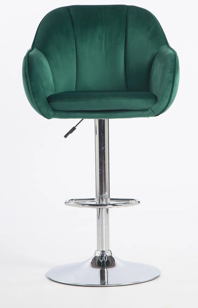 HR2055W Scaun Verde din Catifea cu Bază Cromata