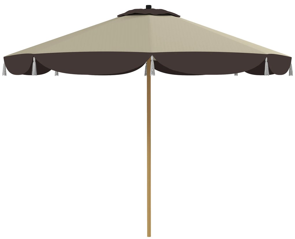 Outsunny Umbrelă de Soare cu UPF 50+ și 8 spițe, Φ2,66x2,34 m, Bej | Aosom Romania