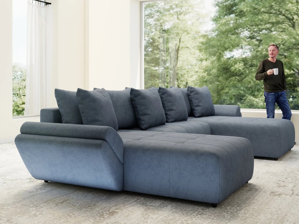 Colțar extensibil dumonde cu ladă de depozitare si sezut confortabil din spuma high-density, Berlin U Enjoy Antracit 380x180 cm