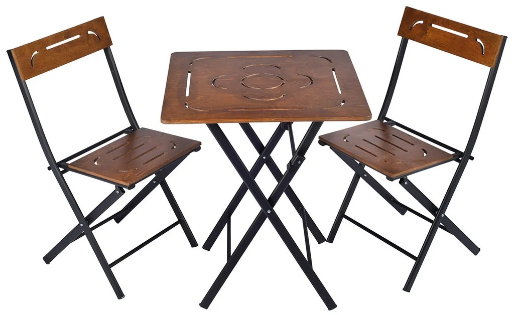Set masă scaune de grădină (3 buc) Bonita (nuc + Negru). 1083037