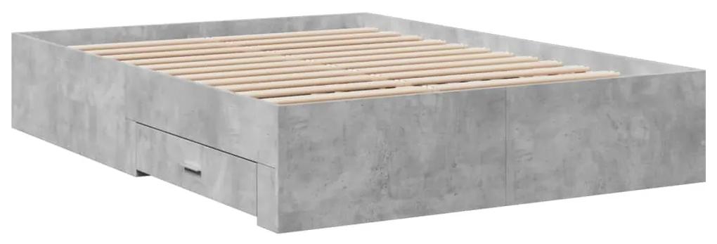 3280415 vidaXL Cadru de pat cu sertare, gri beton, 120x190 cm, lemn prelucrat