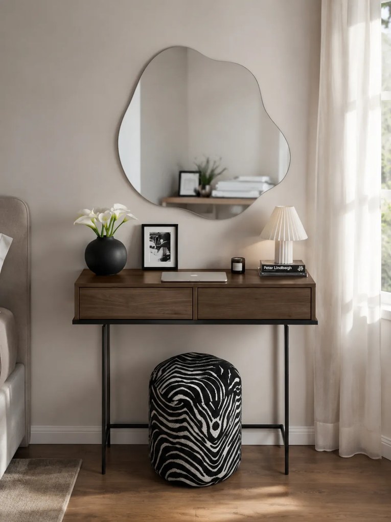 Masa toaletă Zenar 100 cm cu sertare - nuc elegant / negru