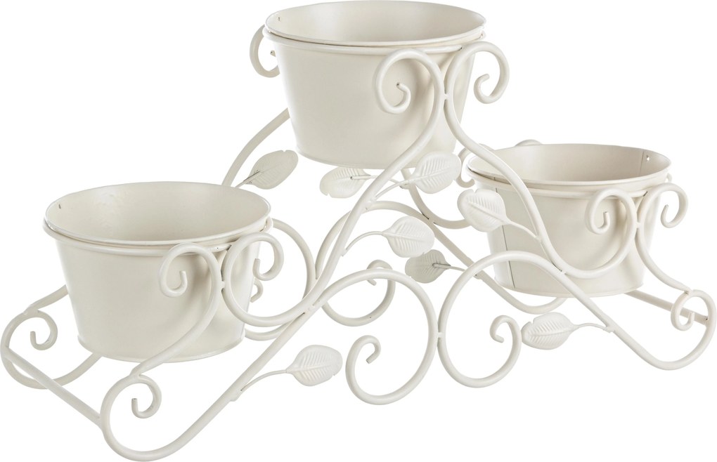 Suport flori fier forjat crem 60 cm x 20 cm x 30 h