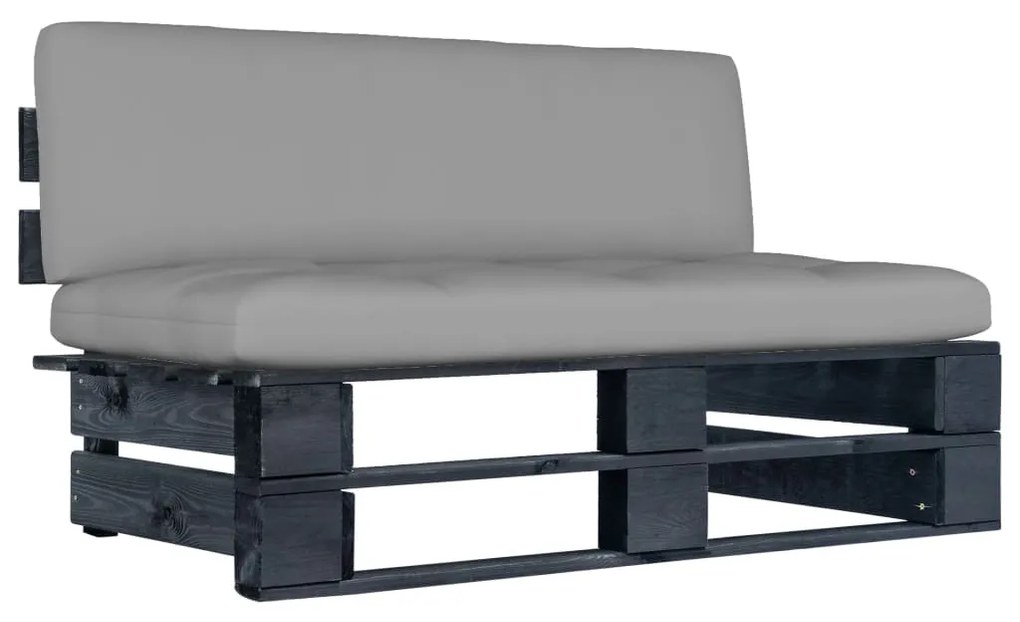 3066507 vidaXL Canapea de mijloc de grădină din paleți, negru, lemn pin tratat