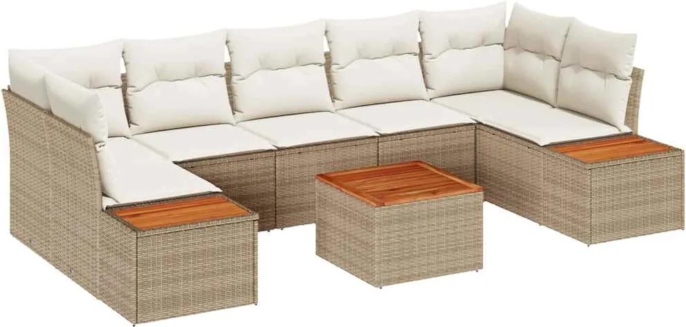 vidaXL Set de canapele pentru grădină cu pernă 8 pcs Bej Rattan poli