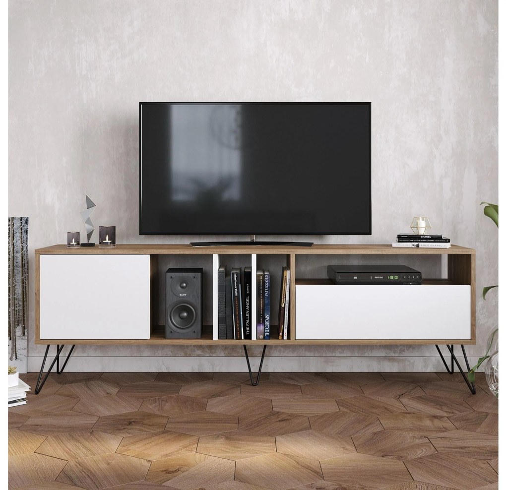 Masă TV/Dulap Mistique 180 (Nuc + Negru + Alb) . 1102366