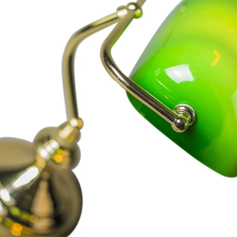 Lampa de masa clasica/lampa de notar alama cu sticla verde - Banker