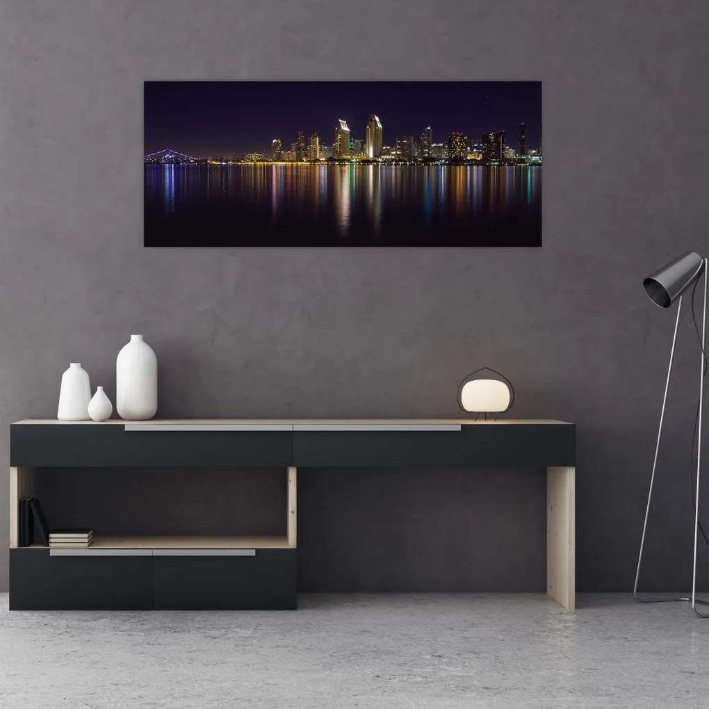 Tablou cu orașul nocturn (120x50 cm)