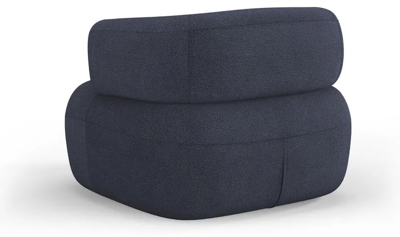 Fotoliu albastru închis cu tapițerie din stofă bouclé Jenny – Micadoni Home