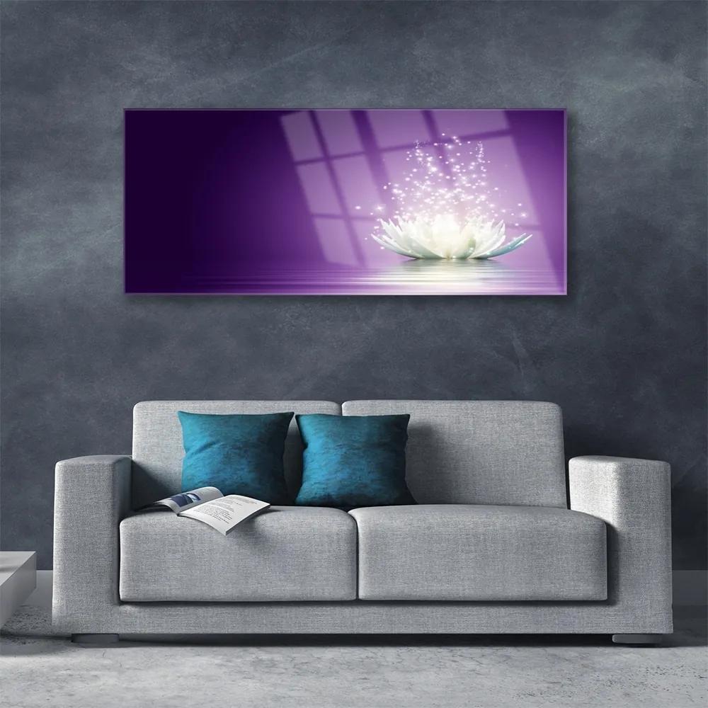 Tablou pe sticla Lotus Floral violet