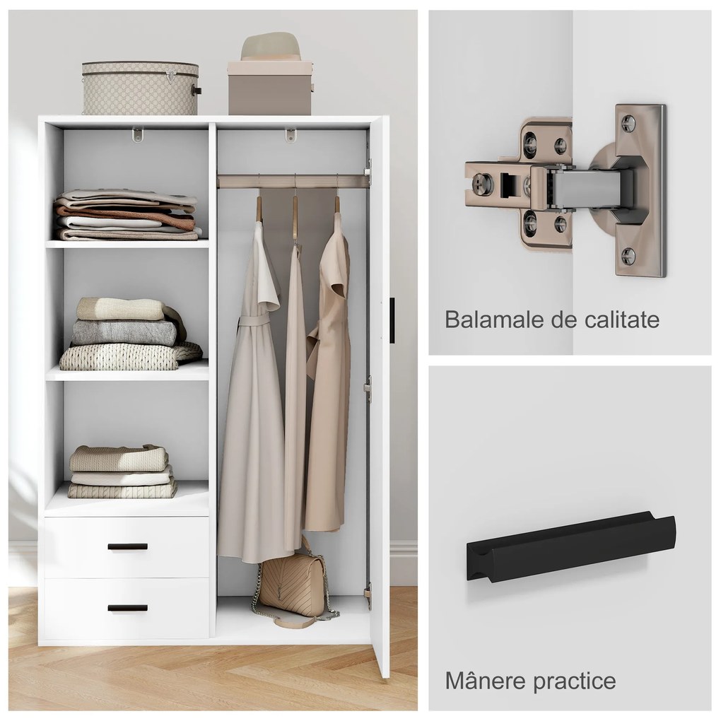 HOMCOM Dulap Modern Alb Sertare | Aosom Romania